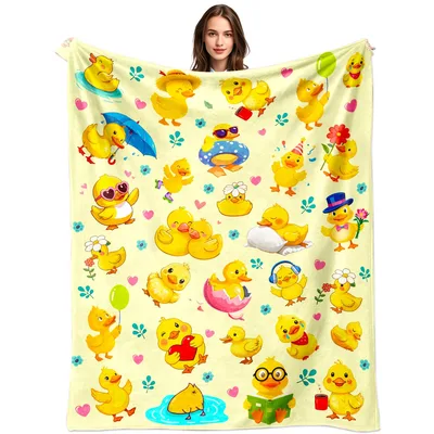 Yellow Ducks Pattern Blanket for Duck Lovers and Cozy Days