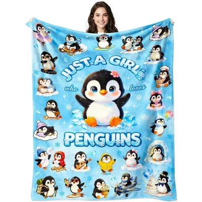 Penguin Gift Blanket for a Girl Who Loves Penguins