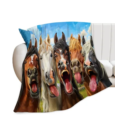 Funny Horse Faces Blanket for Animal Lovers