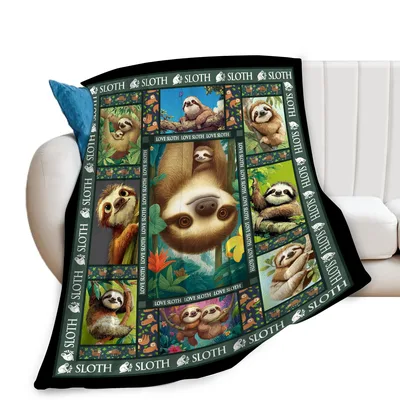 Blanket Picture Sloth Jungle Pictures Collage Design for Fans