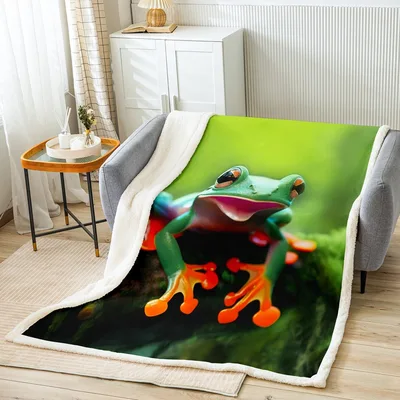 Red Eyed Frog Blanket: A Tropical Frog on Green