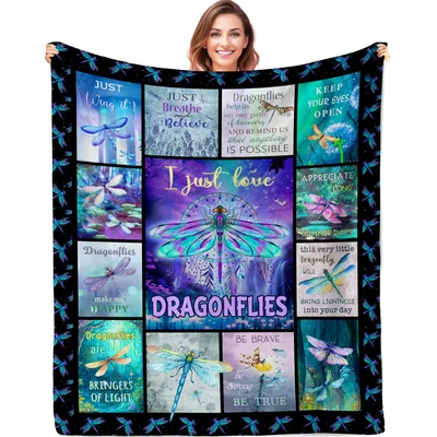 Dragonfly Lover Blanket With Inspirational Quotes