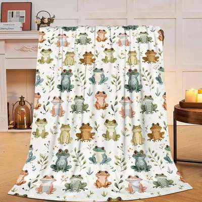 Cute Frog Pattern Blanket featuring watercolor amphibians