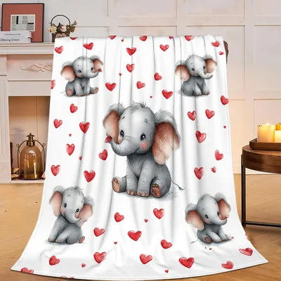 Baby Elephant Hearts Blanket for Animal Lovers
