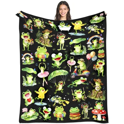 Frog Pattern Blanket for Frog Fans and Cozy Days