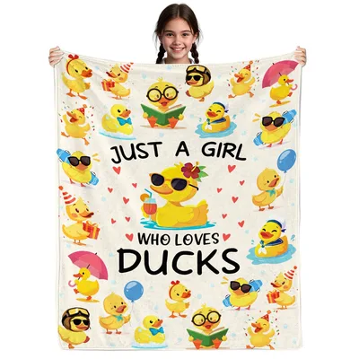 Yellow Ducks Cartoon Blanket for Duck Lovers