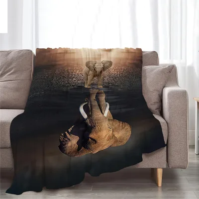 Elephant Reflection Wildlife Blanket featuring a baby elephant