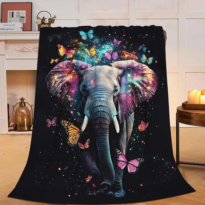 Butterfly Elephant Blanket for Cosmic Dreamers and Animal Lovers