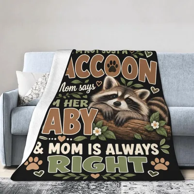 Raccoon Mom Blanket for Animal Lovers and Their Families
