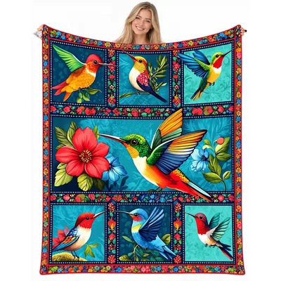 Colorful Hummingbird Blanket for Bird Lovers and Garden Fans