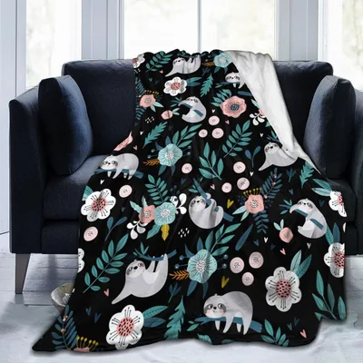Sloths Hanging Among Blossoms Blanket for Sloth Lovers