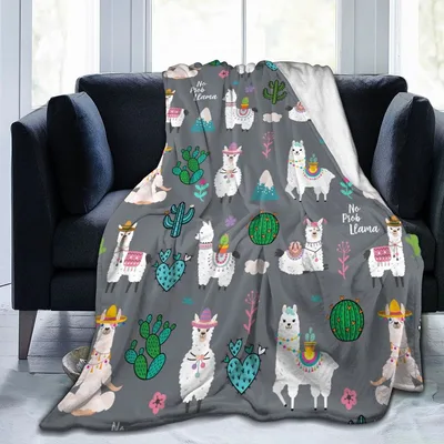 Llama Pattern Blanket: No Prob Llama Design with Cacti and Hats