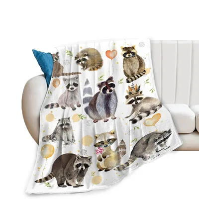 Watercolor Raccoon Blanket for Animal Lovers