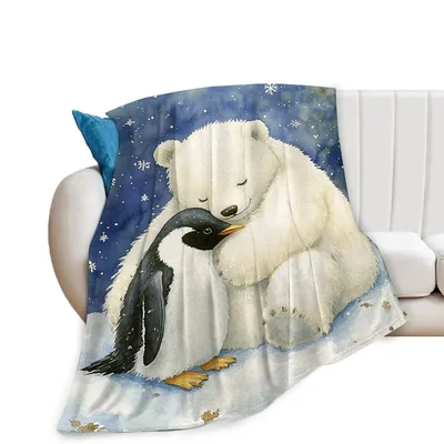 Polar Bear Hug Blanket: A Snowy Friendship Print