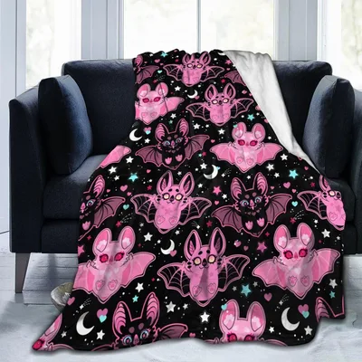 Kawaii Bat Blanket with a Pink Pattern for Cozy Nights