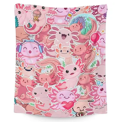 Pink Sloth Blanket: A Cute Axolotl Sticker Art Design for Cozy Days