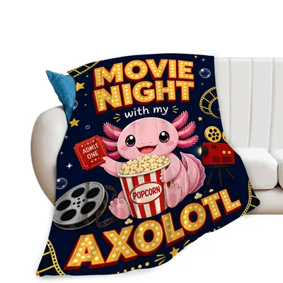 Movie Night Axolotl Blanket for Cozy Film Fans