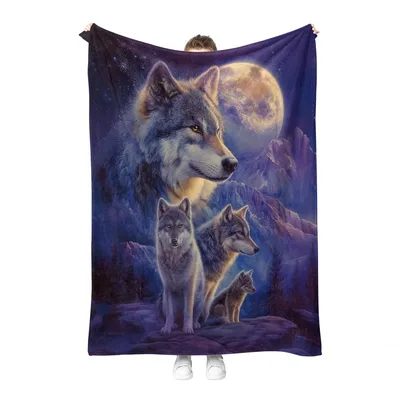 Wolf Family Blanket: A Pack Under the Moon