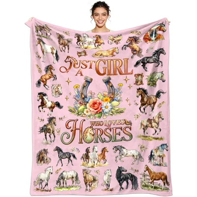 Pink Horseshoe Florals Horse Blanket for Horse-Loving Girls