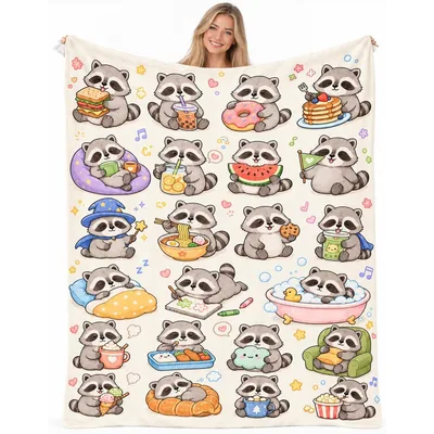 Kawaii Raccoon Blanket for Cozy Days and Quiet Nights