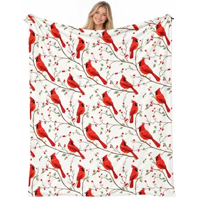 Red Cardinals on Berry Blanket for Bird Lovers