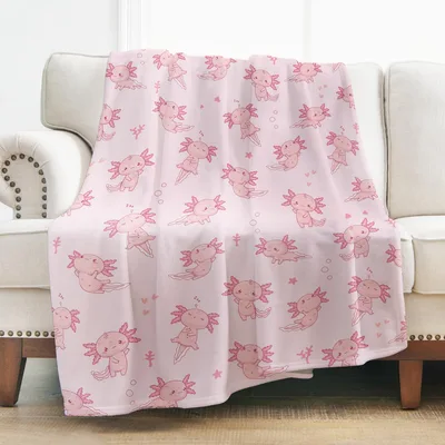 Pink Axolotl Pattern Blanket for Cozy Days