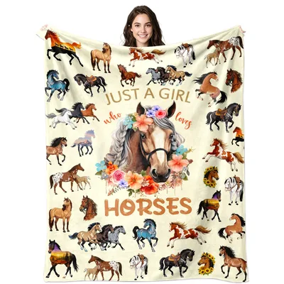 Cream Horse Wreath Girl Blanket Celebrating Equestrian Passion
