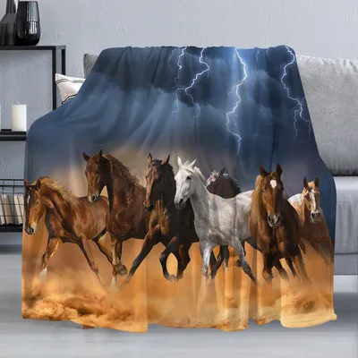 Horses Stampede Lightning Blanket for Animal Lovers