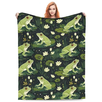 Lily Pad Pond Blanket: Frogs Among Water Lilies