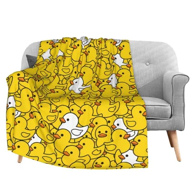 Cute Yellow Rubber Ducks Blanket features a dense pattern