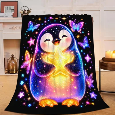 Penguin Star Blanket: A Glowing Cute Animal Throw