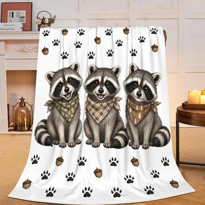 Three Raccoons in Bandanas Blanket for Animal Lovers