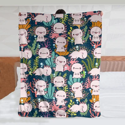 Coral Reef Axolotl Blanket for Animal Lovers