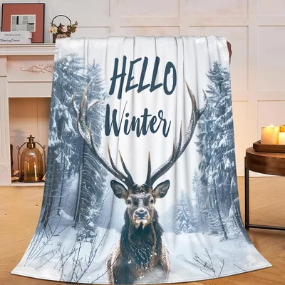 Winter Stag Blanket: Snowy Deer Cozy Throw