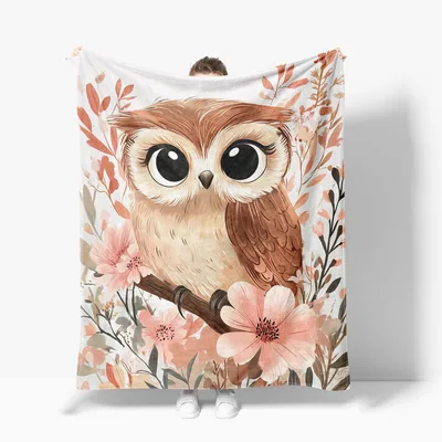 Owl Floral Animal Blanket for Cozy Nature Lovers