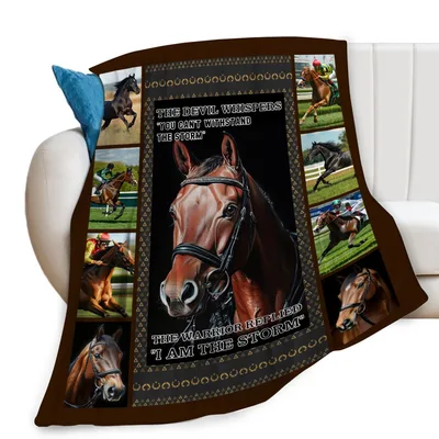 Racehorse Quote Horse Lover Blanket: I Am The Storm Design