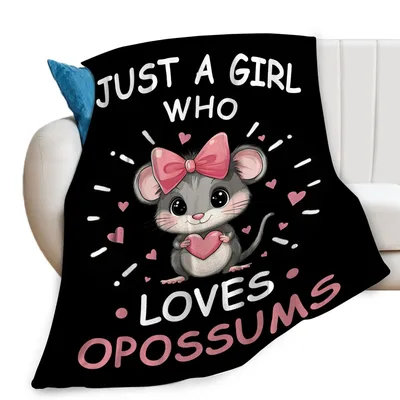 Cute Opossum Heart Blanket for Animal Lovers