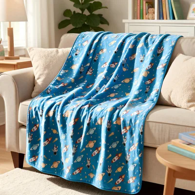 Space Rockets Blanket for Little Explorers and Dreamers
