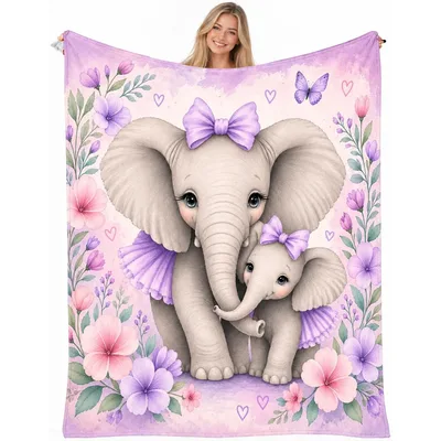 Mother Daughter Elephant Blanket for Cozy Days Together
