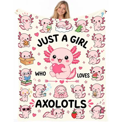 Axolotl Kawaii Cute Blanket for Lovers of the Pink Salamander