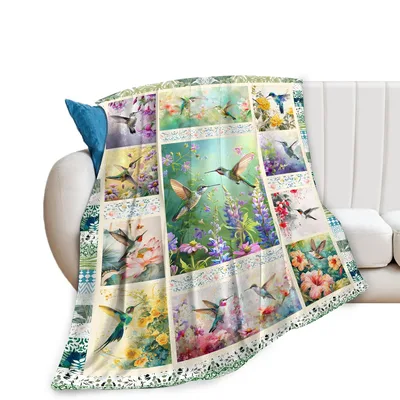 Watercolor Hummingbird Blanket for Bird Lovers