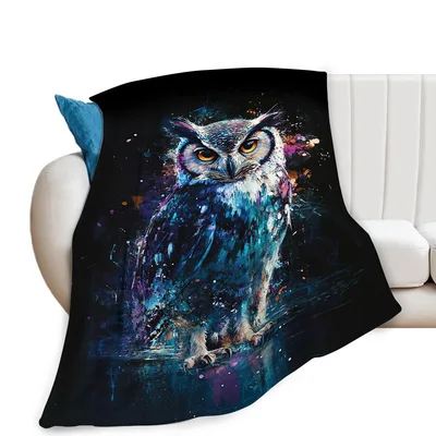 Watercolor Owl Blanket for Night Owl Lovers