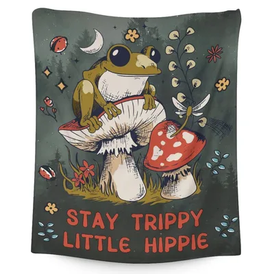Trippy Hippie Frog Blanket: Stay Trippy Little Hippie