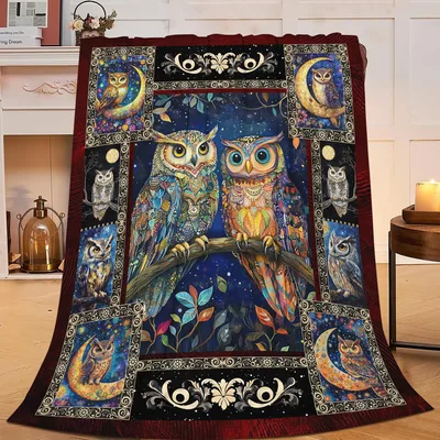 Mystic Owl Blanket for Night Sky Lovers