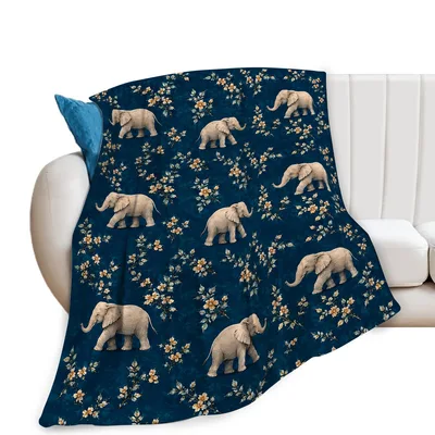 Elephant Floral Blanket for Animal Lovers and Cozy Corners
