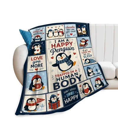 Happy Penguin Blanket for Cozy Days and Chill Vibes