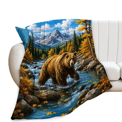 Bear Mountain Stream Blanket for Wildlife Fans