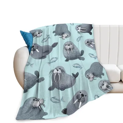 Walrus Ocean Animals Blanket: Cute Tusked Marine Life Design