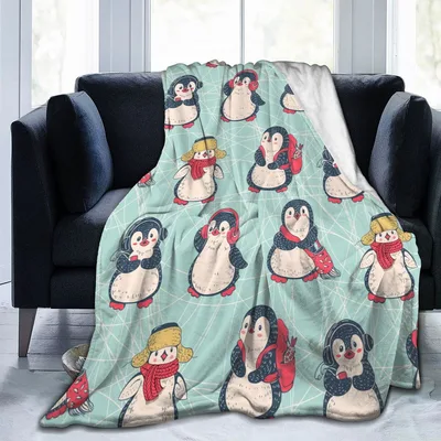 Winter Penguins with Scarves Blanket featuring cute penguins