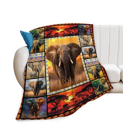African Elephant Blanket for Animal Lovers and Savanna Fans